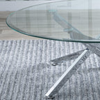 Sutton Clear Glass and Chrome Round Coffee Table - 90cm Tempered Top
