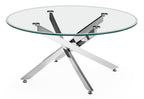 Sutton Clear Glass and Chrome Round Coffee Table - 90cm Tempered Top