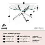 Sutton Clear Glass and Chrome Round Coffee Table - 90cm Tempered Top