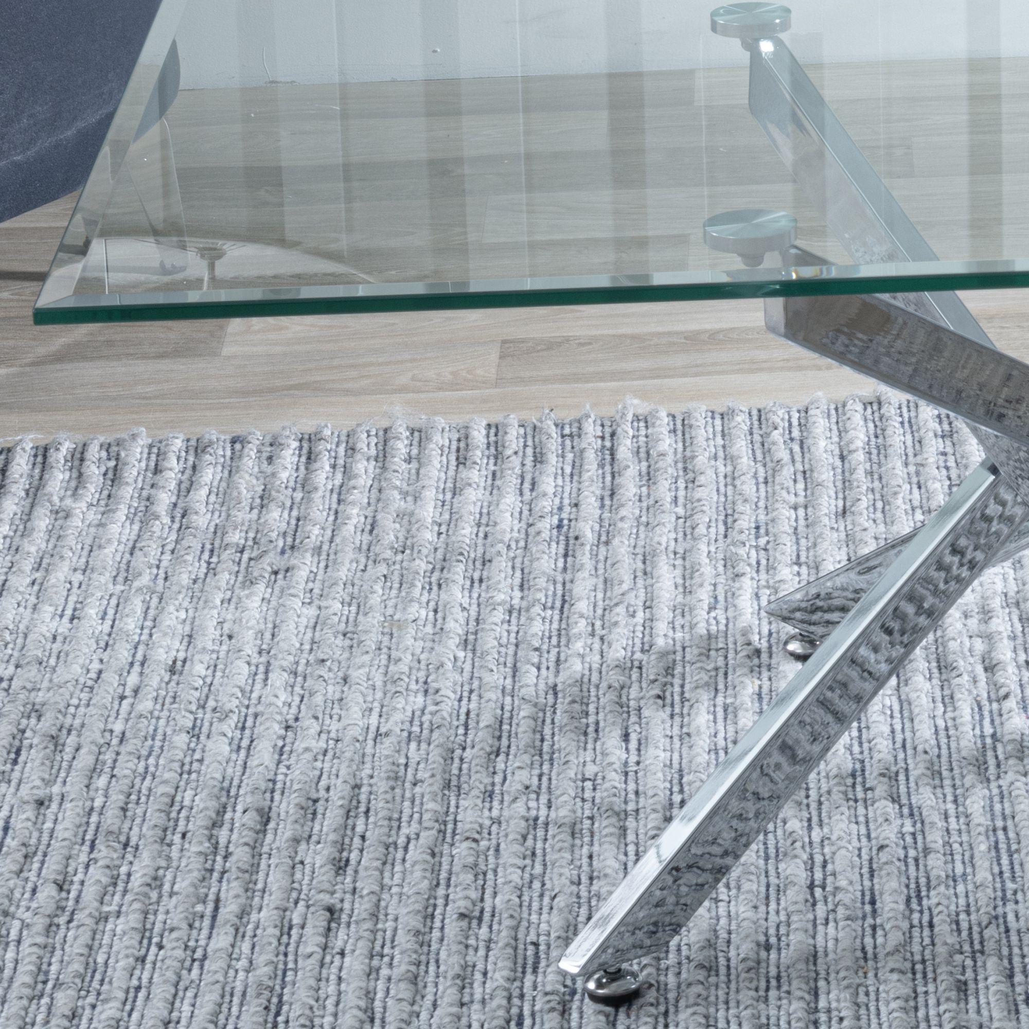 Sutton Clear Glass and Chrome Coffee Table - 110cm Tempered Top