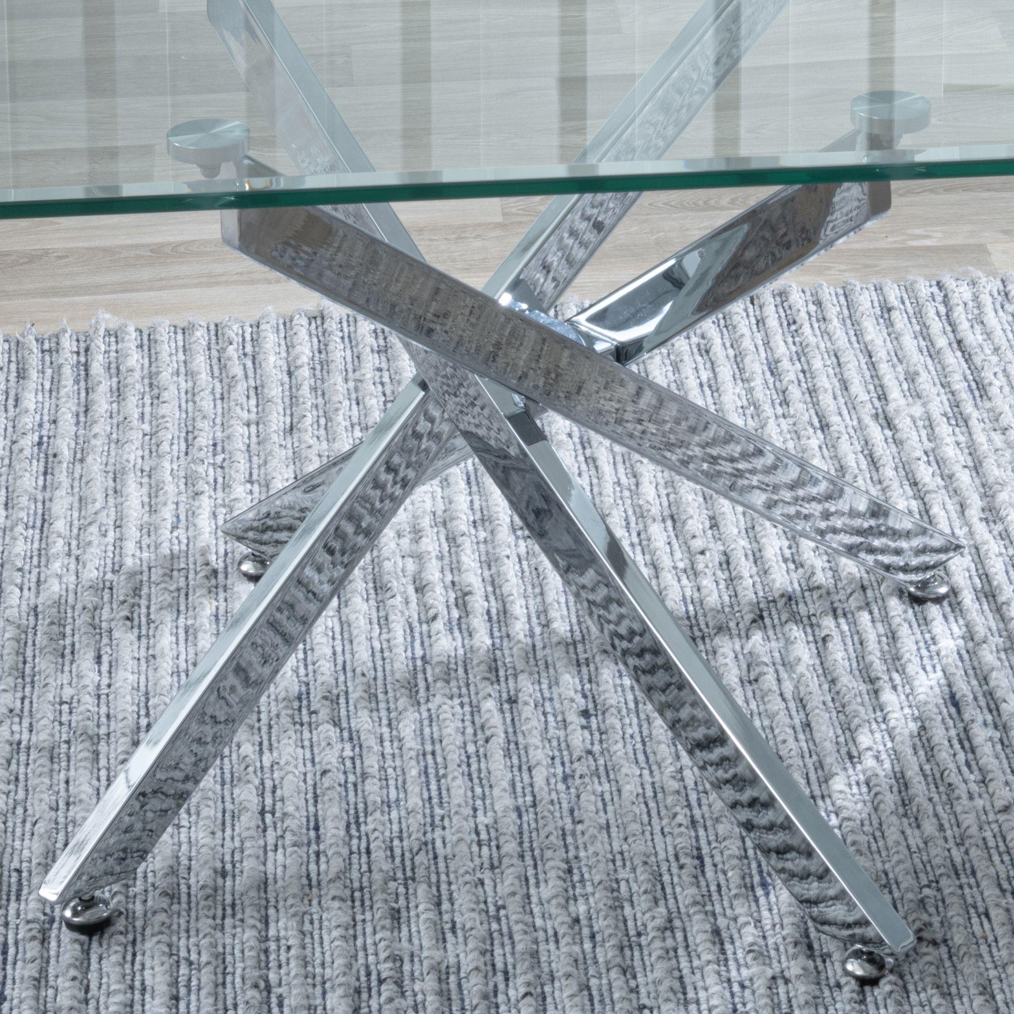 Sutton Clear Glass and Chrome Coffee Table - 110cm Tempered Top