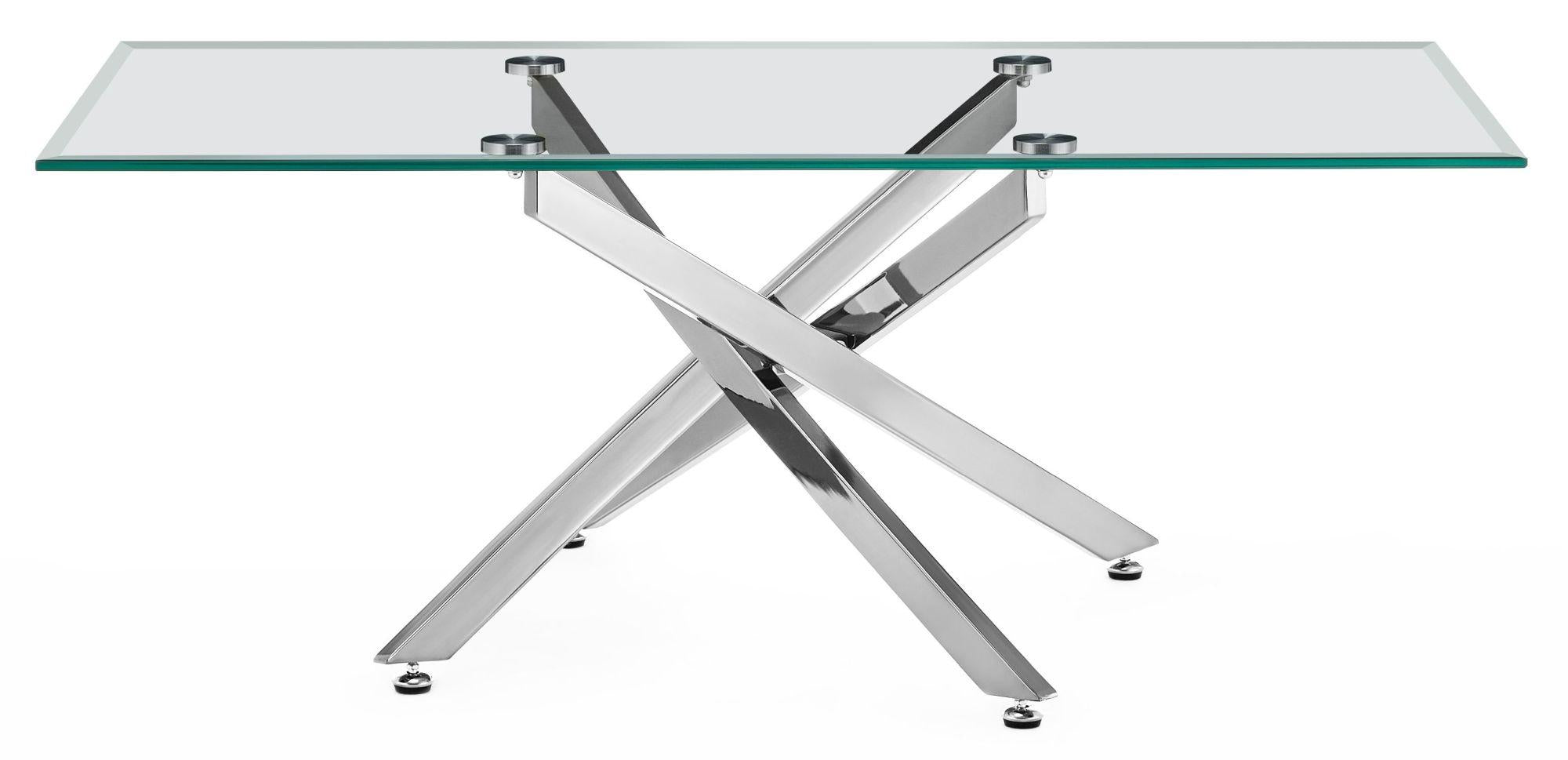 Sutton Clear Glass and Chrome Coffee Table - 110cm Tempered Top