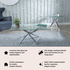 Sutton Clear Glass and Chrome Coffee Table - 110cm Tempered Top