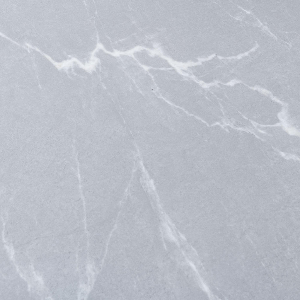 Sutton Grey and Black Round Coffee Table - 90cm Glass Top with Concrete Effect