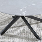 Sutton Grey and Black Round Coffee Table - 90cm Glass Top with Concrete Effect