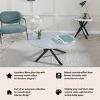 Sutton Grey and Black Round Coffee Table - 90cm Glass Top with Concrete Effect