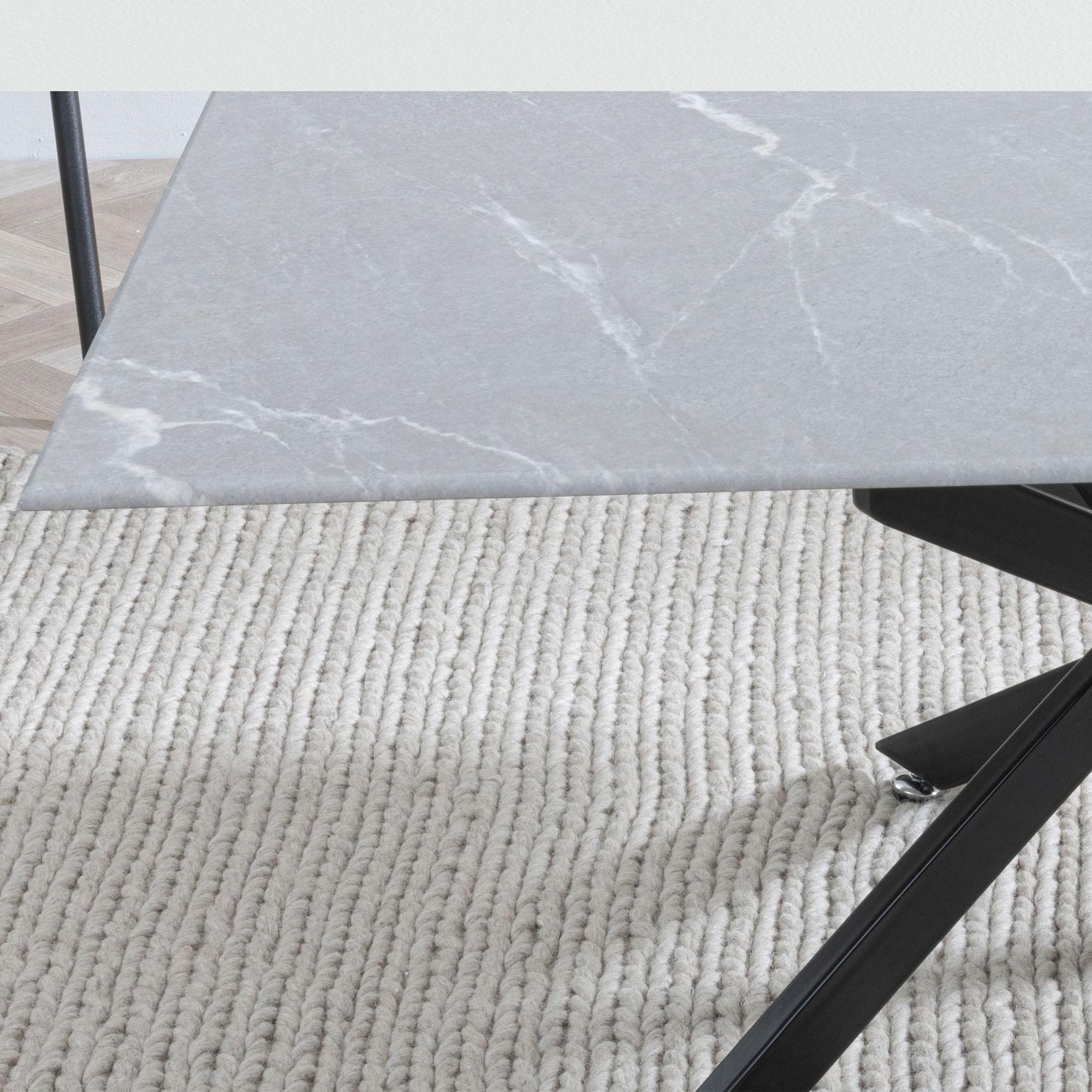 Sutton Grey and Black Coffee Table - 110cm Glass Top with Concrete Effect