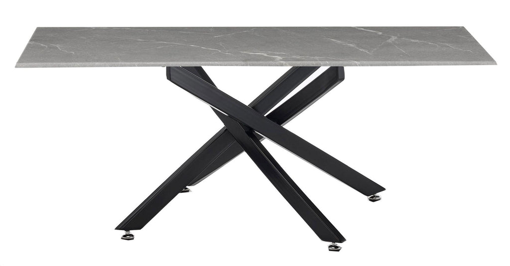 Sutton Grey and Black Coffee Table - 110cm Glass Top with Concrete Effect