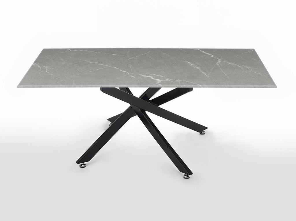 Sutton Grey and Black Coffee Table - 110cm Glass Top with Concrete Effect
