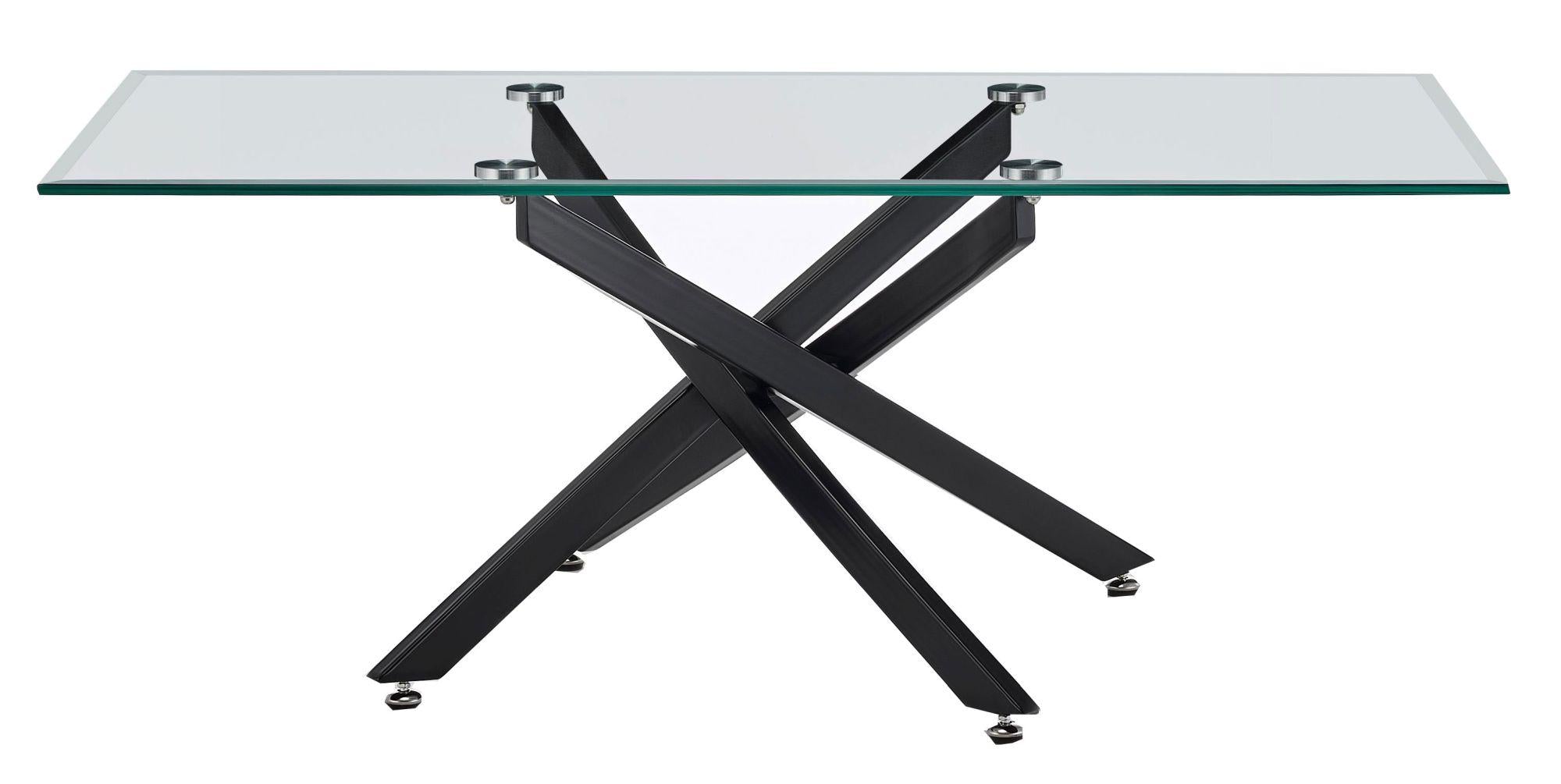 Sutton Clear Glass and Black Coffee Table - 110cm Tempered Top