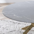 Sutton Grey and Gold Round Coffee Table - 90cm Glass Top with Concrete Effect
