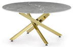 Sutton Grey and Gold Round Coffee Table - 90cm Glass Top with Concrete Effect