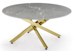 Sutton Grey and Gold Round Coffee Table - 90cm Glass Top with Concrete Effect