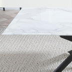Sutton White and Black Coffee Table - 110cm Glass Top with Marble Effect