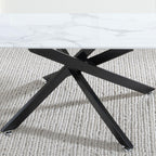 Sutton White and Black Coffee Table - 110cm Glass Top with Marble Effect