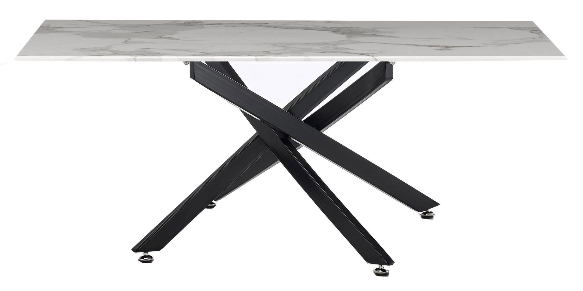 Sutton White and Black Coffee Table - 110cm Glass Top with Marble Effect