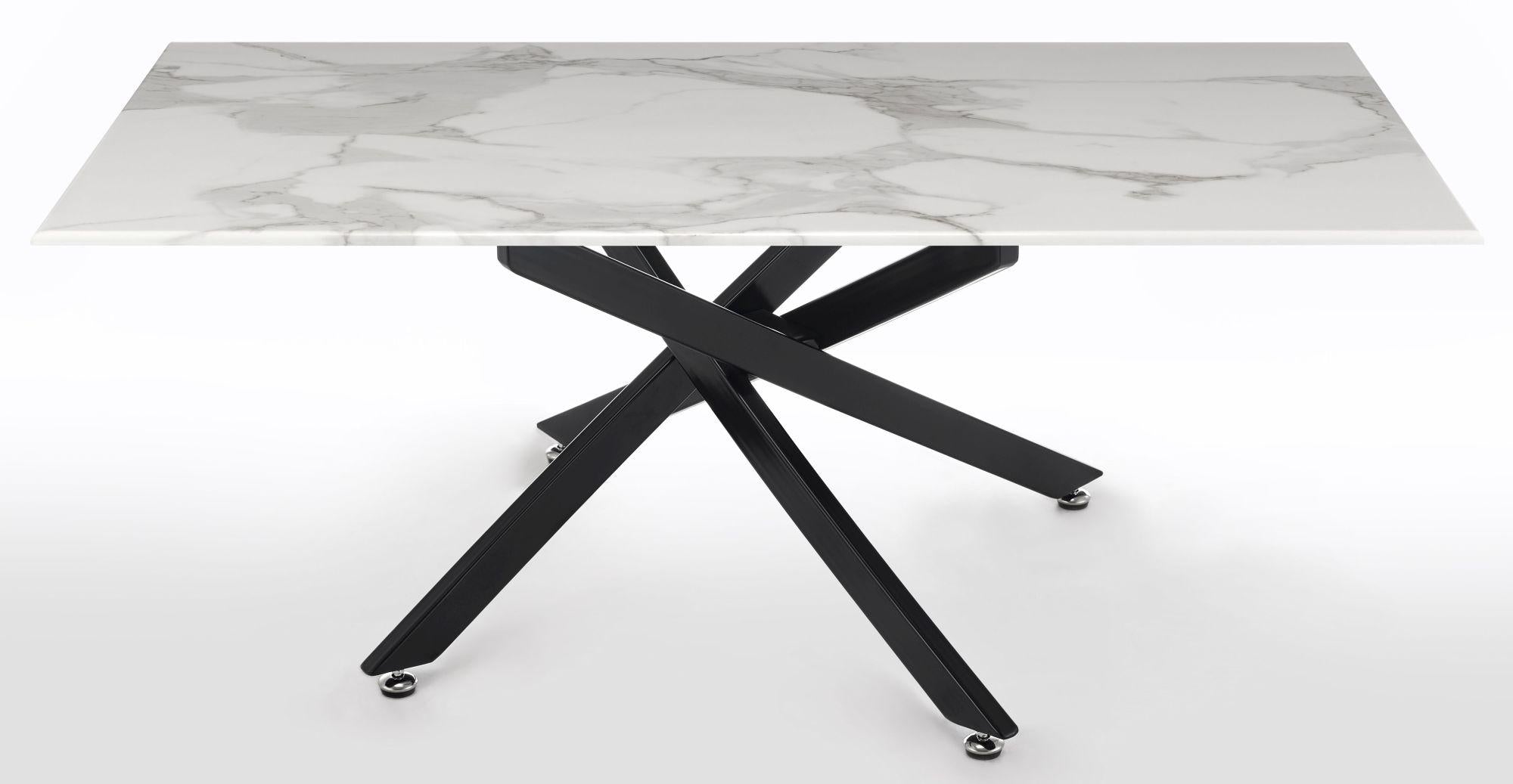 Sutton White and Black Coffee Table - 110cm Glass Top with Marble Effect