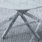 Sutton White and Chrome Round Coffee Table - 90cm Glass Top with Marble Effect