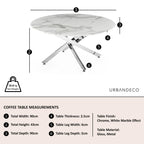Sutton White and Chrome Round Coffee Table - 90cm Glass Top with Marble Effect