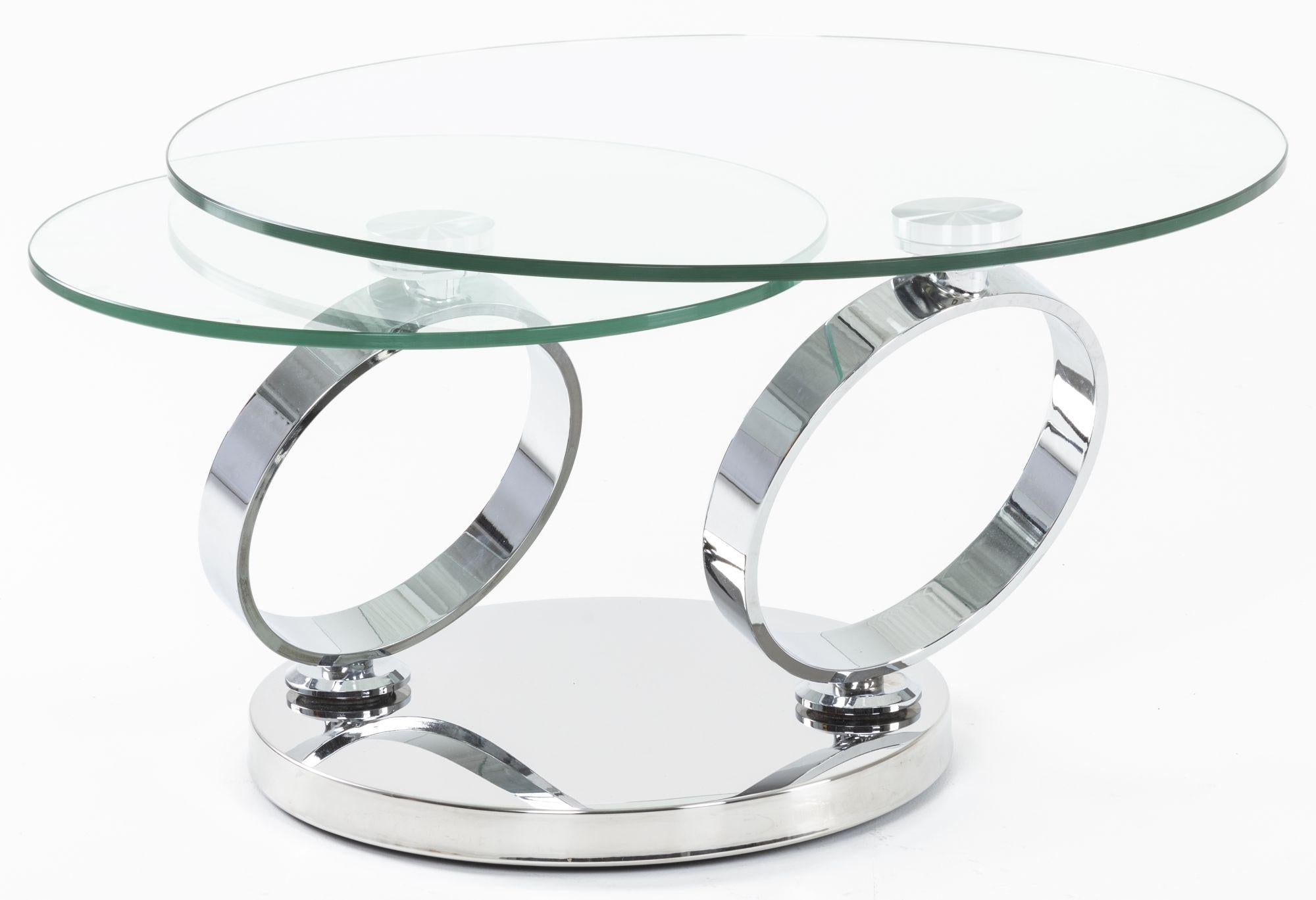 Virgo Swivel Glass Top Round Coffee Table