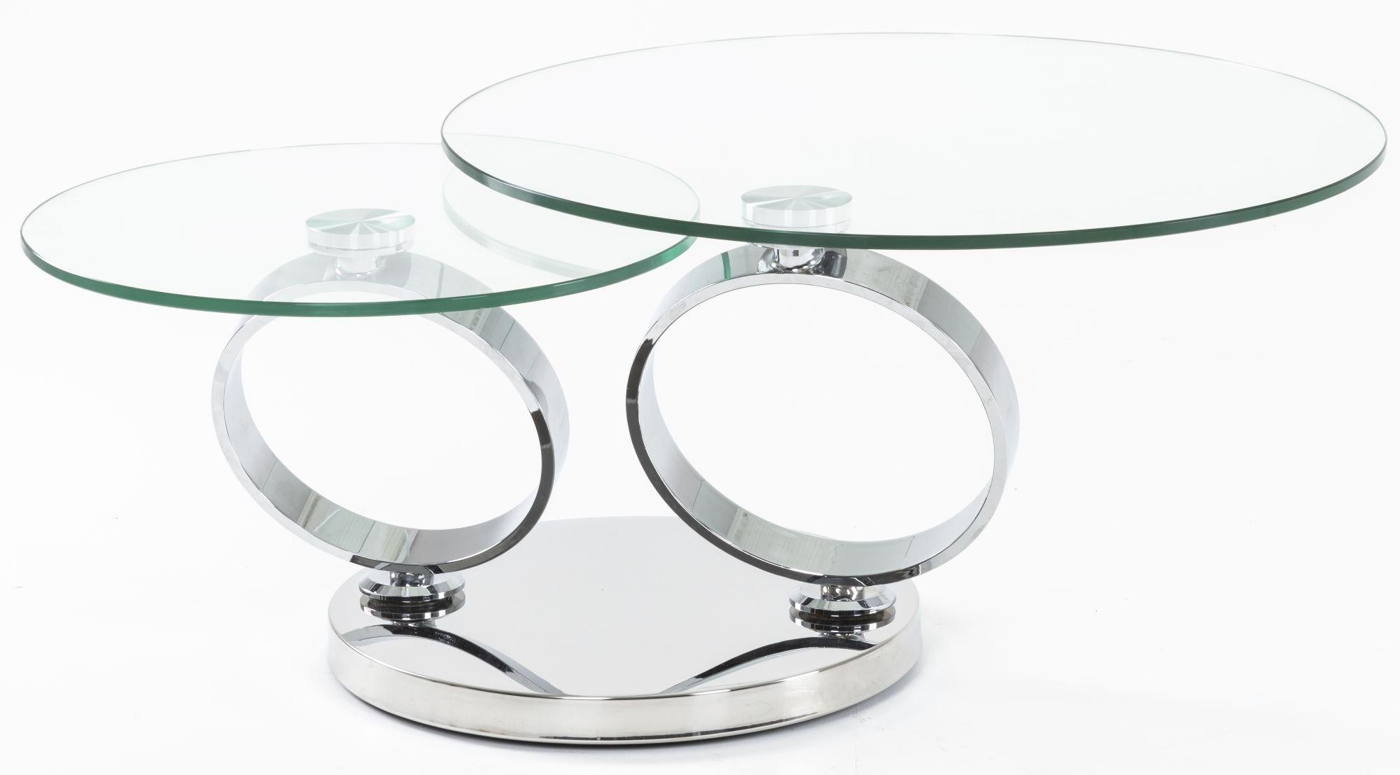 Virgo Swivel Glass Top Round Coffee Table