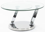 Virgo Swivel Glass Top Round Coffee Table