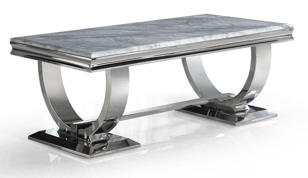 Welby Grey Marble and Chrome Coffee Table