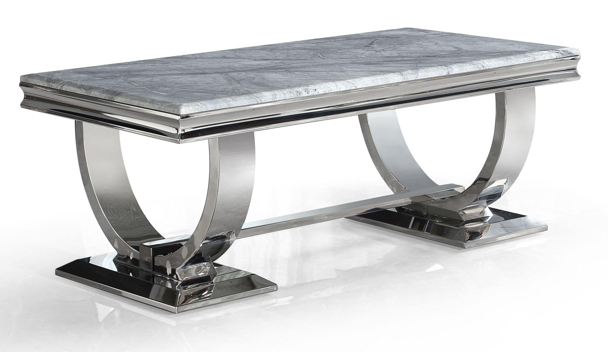 Welby Grey Marble and Chrome Coffee Table