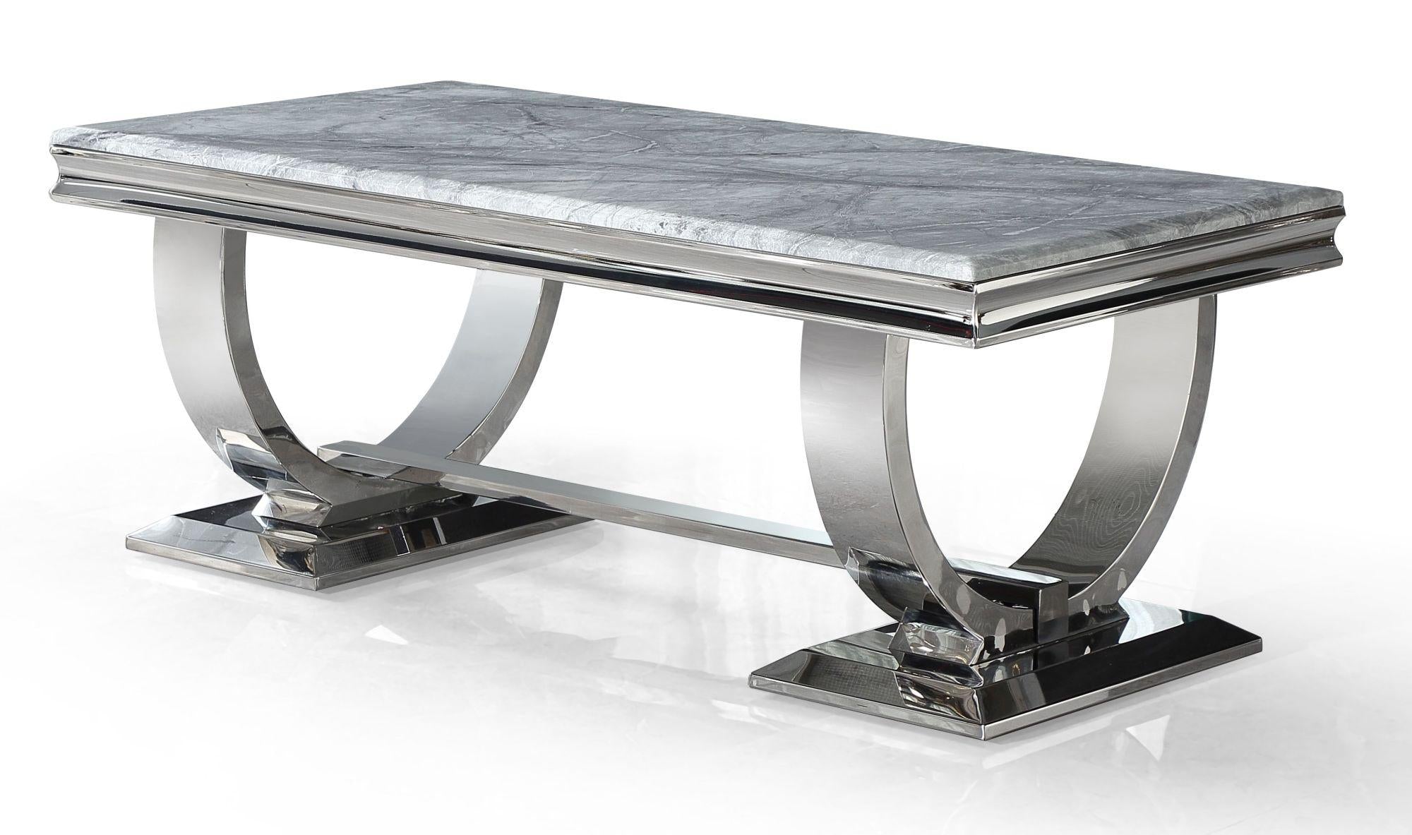 Welby Grey Marble and Chrome Coffee Table