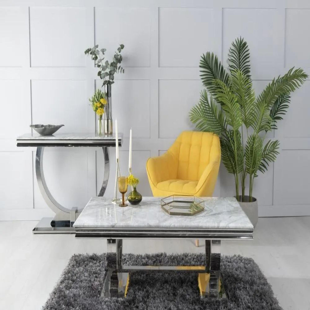 Welby Grey Marble and Chrome Coffee Table