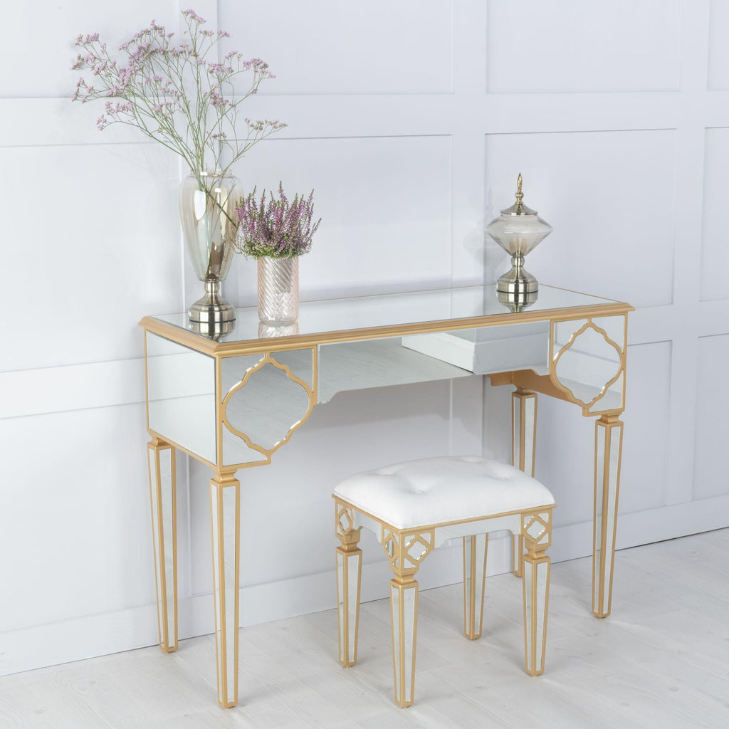 Cairo Mirrored Gold Trim Dressing Table