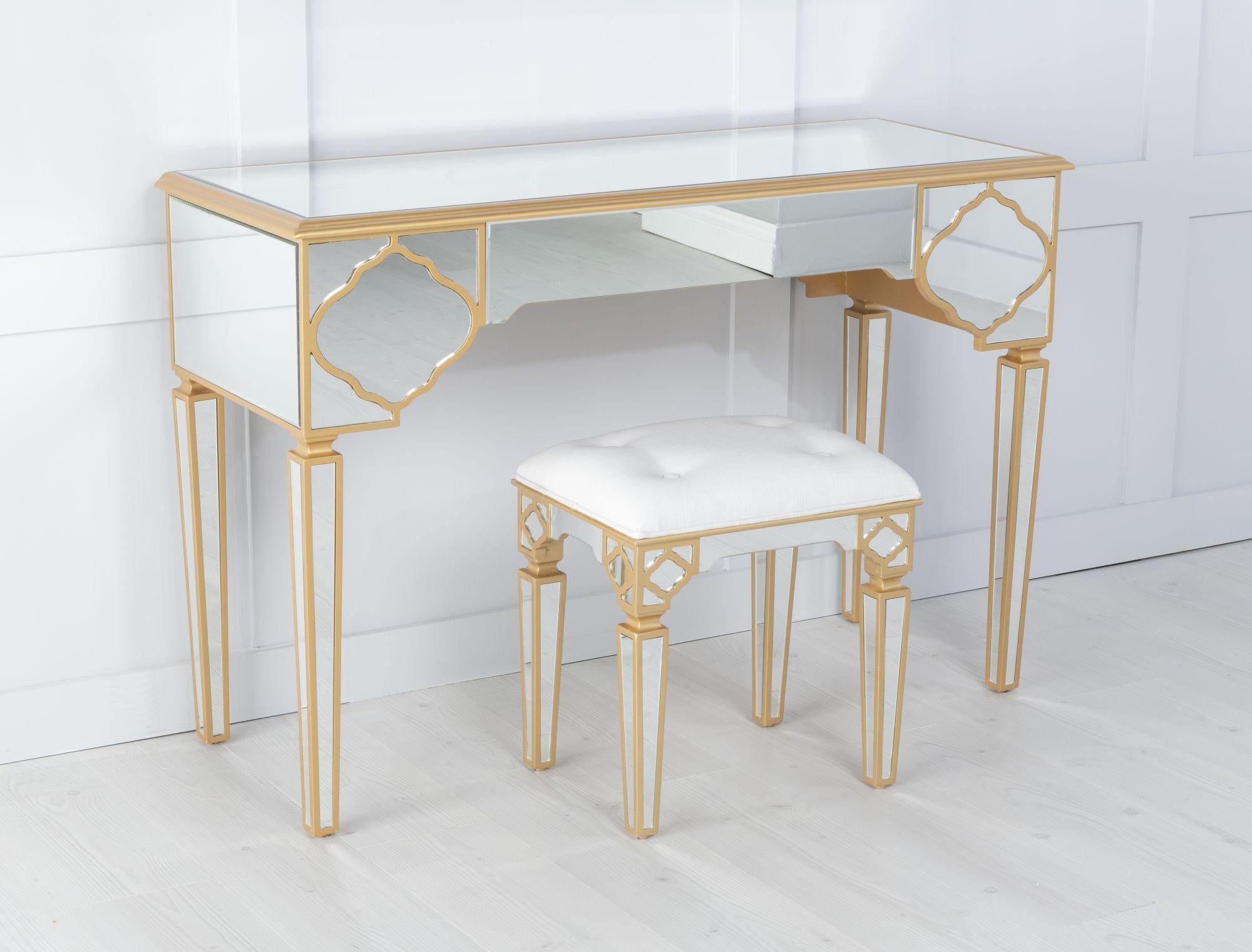 Cairo Mirrored Gold Trim Dressing Table