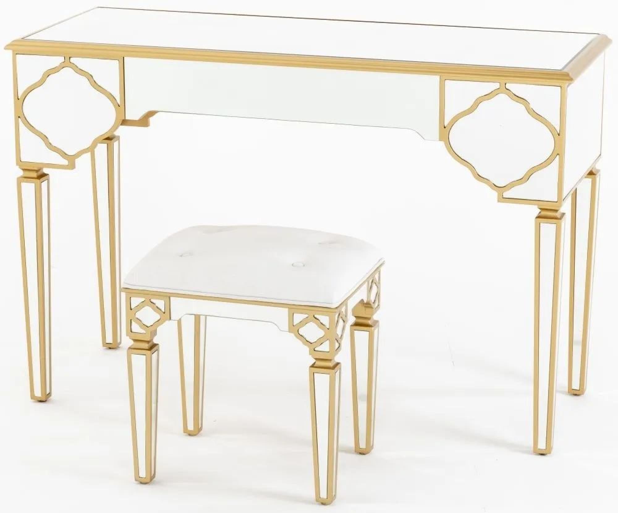 Cairo Mirrored Gold Trim Dressing Table