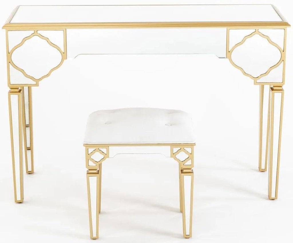 Cairo Mirrored Gold Trim Dressing Table