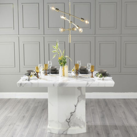 Athens White Marble Dining Table - 200