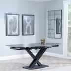 Atlanta Black Sintered Stone Extending Dining Table with Black Cross Base - 140cm-200cm