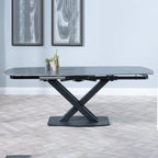 Atlanta Black Sintered Stone Extending Dining Table with Black Cross Base - 140cm-200cm