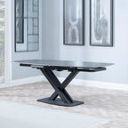 Atlanta Black Sintered Stone Extending Dining Table with Black Cross Base - 140cm-200cm