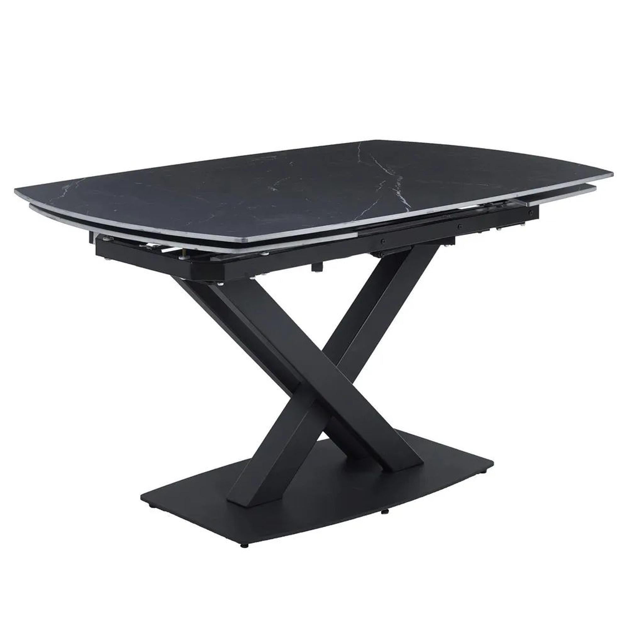 Atlanta Black Sintered Stone Extending Dining Table with Black Cross Base - 140cm-200cm