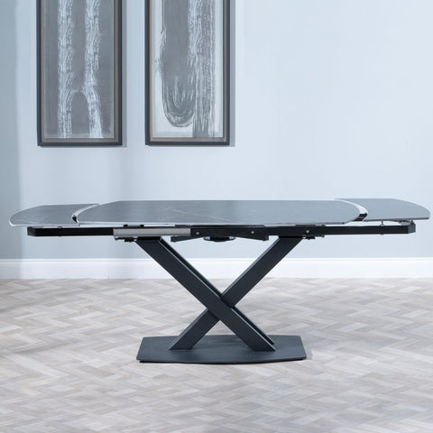 Atlanta Black Sintered Stone Extending Dining Table with Black Cross Base - 140cm-200cm