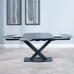 Atlanta Black Sintered Stone Extending Dining Table with Black Cross Base - 140cm-200cm
