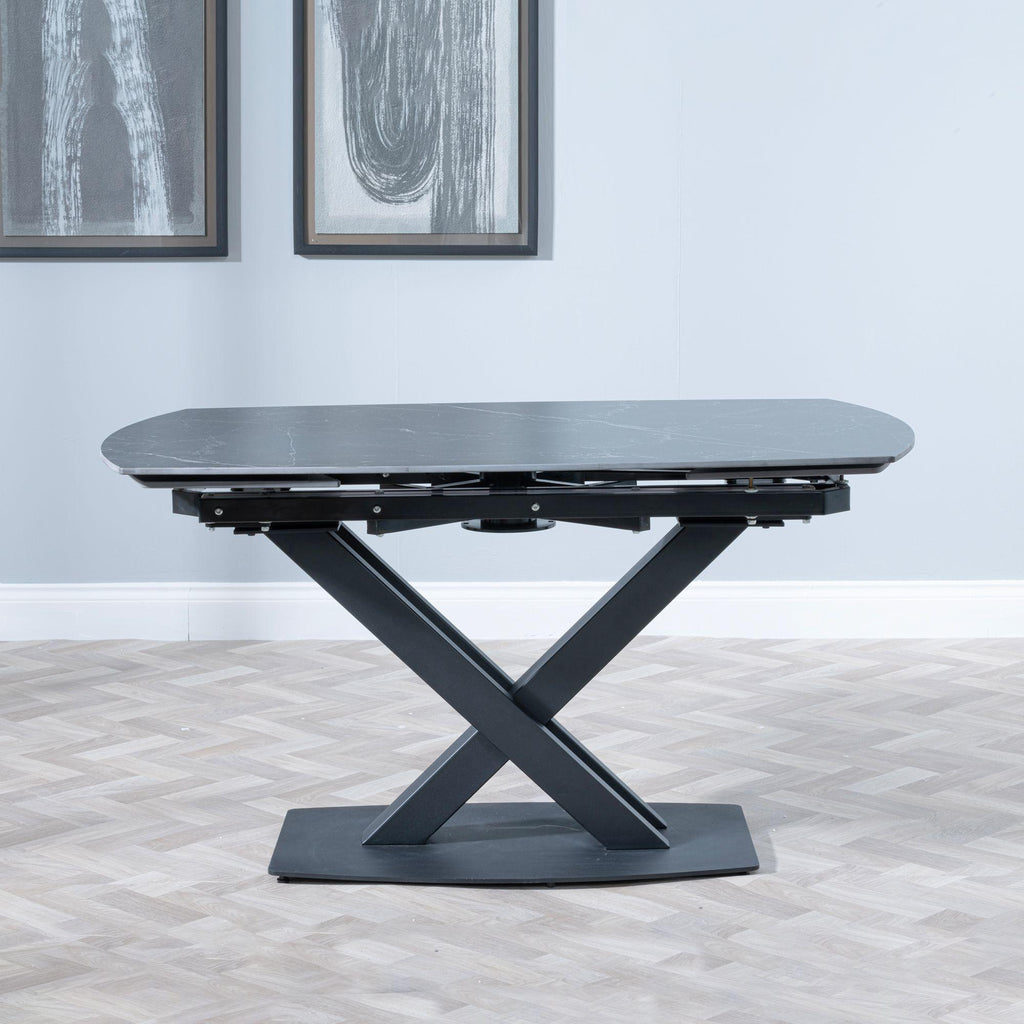 Atlanta Black Sintered Stone Extending Dining Table with Black Cross Base - 140cm-200cm