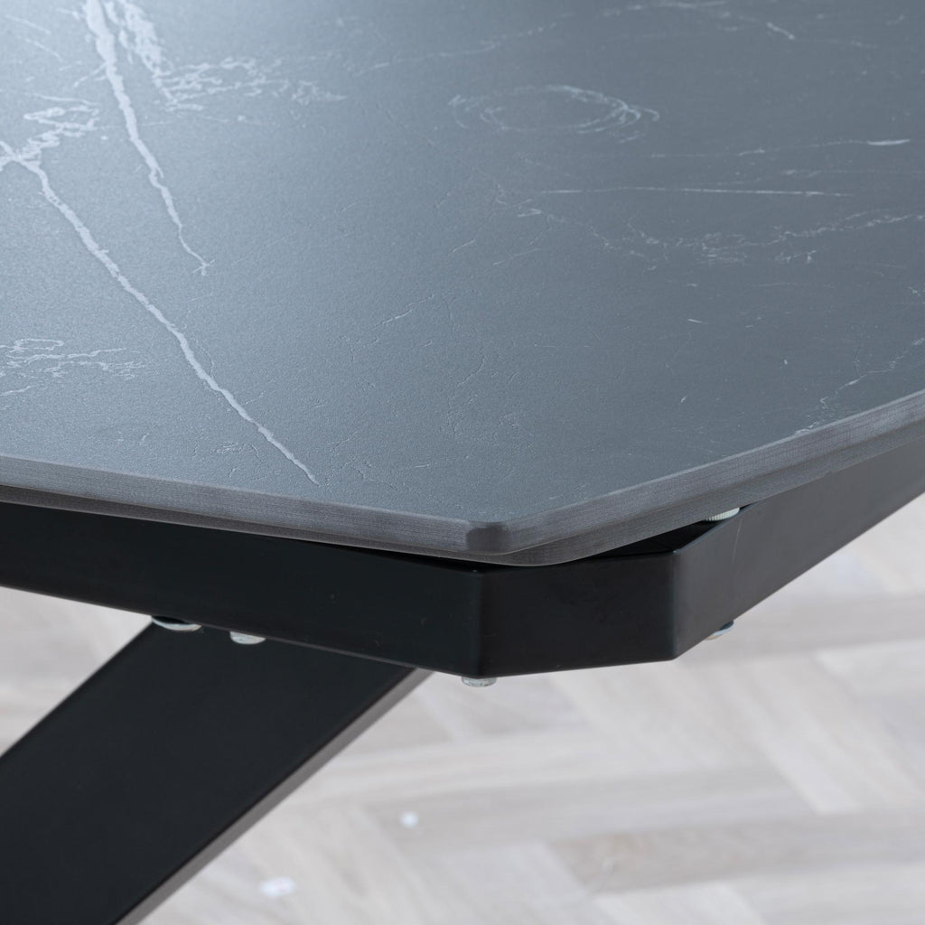 Atlanta Black Sintered Stone Extending Dining Table with Black Cross Base - 140cm-200cm