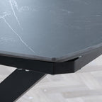 Atlanta Black Sintered Stone Extending Dining Table with Black Cross Base - 140cm-200cm