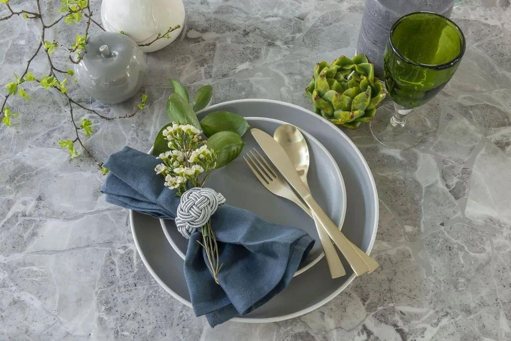 Anza 140cm Square Grey Marble Dining Table - 6 Seater