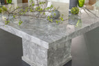 Anza 140cm Square Grey Marble Dining Table - 6 Seater