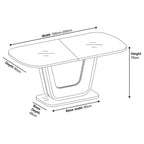 Alpen White Gloss Extending Dining Table with Glass Top