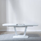 Alpen White Gloss Extending Dining Table with Glass Top