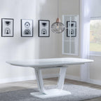 Alpen White Gloss Extending Dining Table with Glass Top