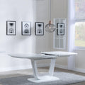 Alpen White Gloss Extending Dining Table with Glass Top